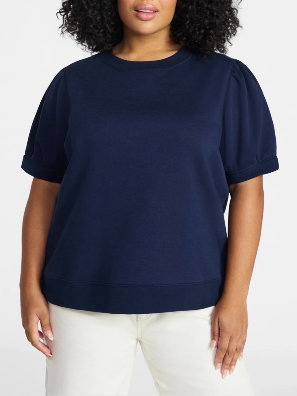 Sweatshirt with Short Puff Sleeves